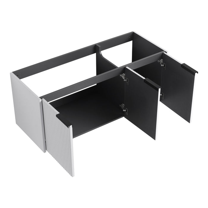 Contemporary Wall Mounted Bathroom Vanity With Resin Double Sink