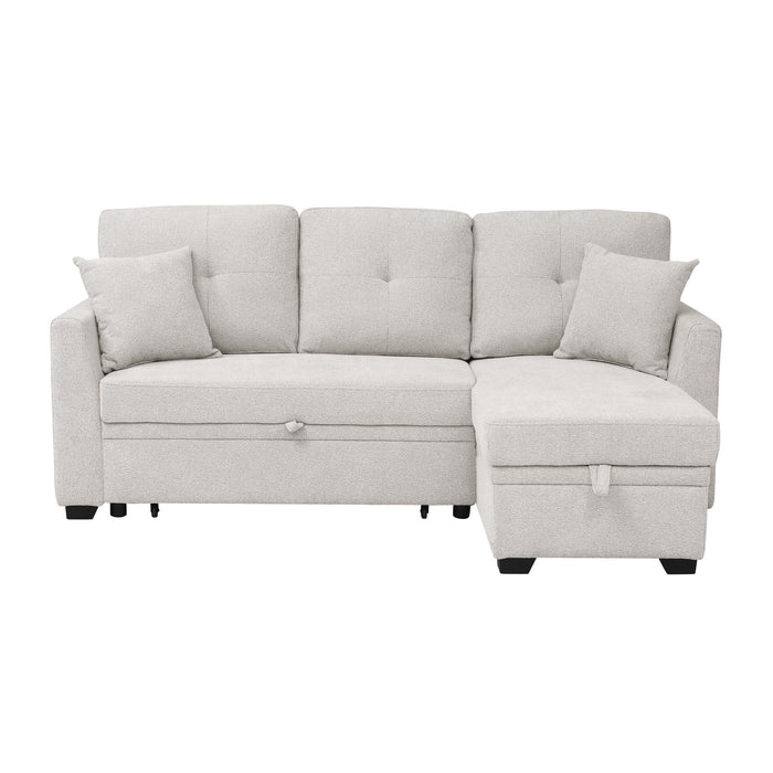 Upholstered Sectional & Pull Out Bed And Chaise Storage - Beige