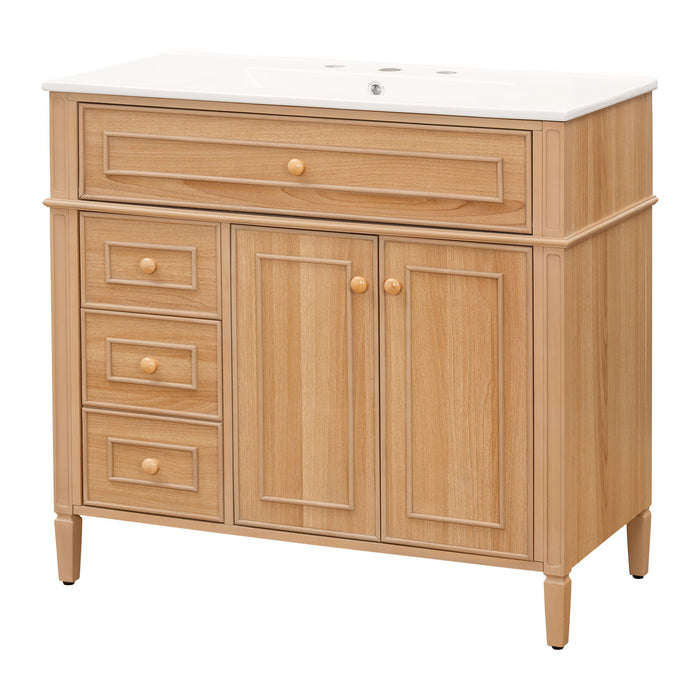 Bathroom Vanity With Sink, 3 Drawers & 2 Doors