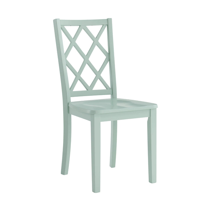 Whitmore - Dining Chair With Lattice Back And Painted Solid Wood - Crisp Seafoam