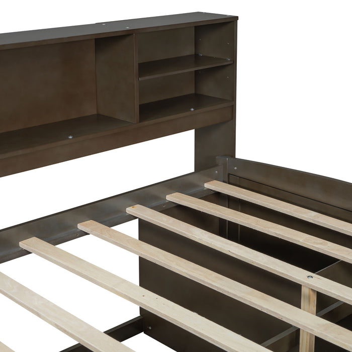 Daybed With 2 Bedside Cabinets, Upper Shelves And 4 Drawers