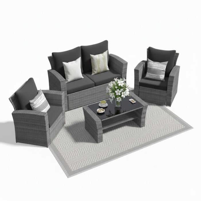Modern Patio Set With Table And Cushions