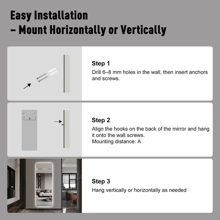 Wall Mounted LED Full Length Mirror