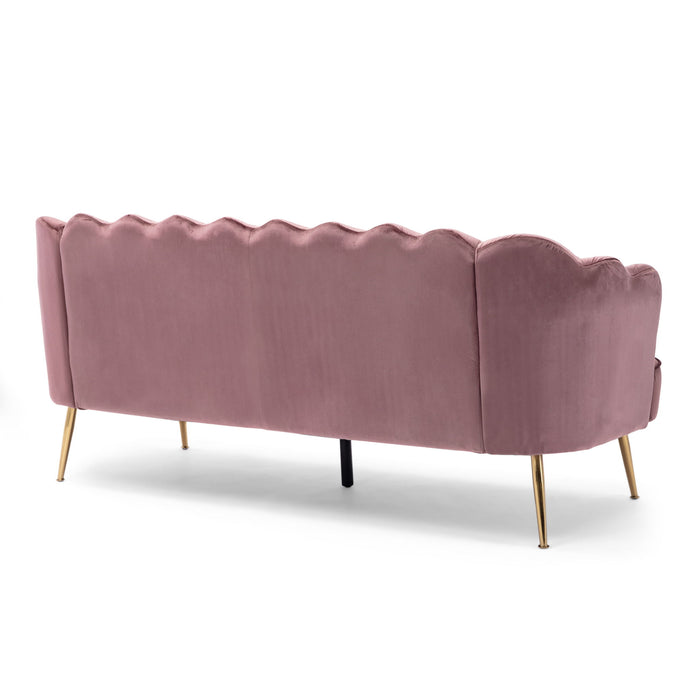 Modern Glam 3 Seater Sofa With Velvet Texture
