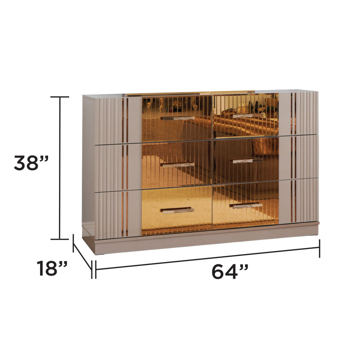 Lorenzo - 6 Drawer Dresser - Gray