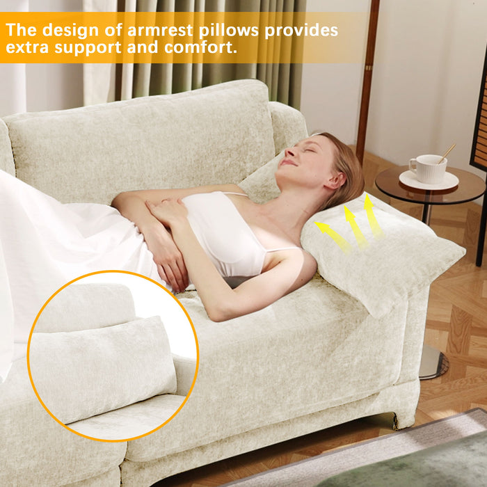 Elegant Sofa With Ergonomic Design And Lumbar Pillows