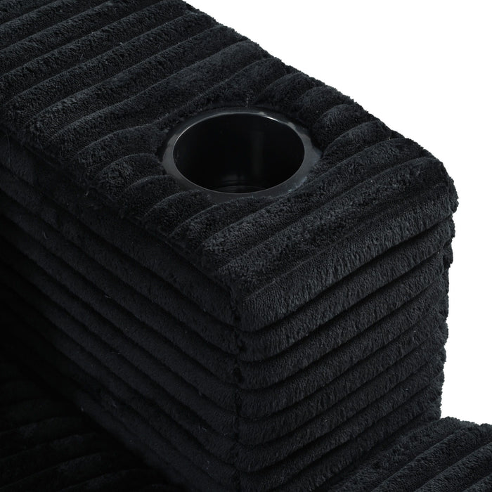 Oversized Loveseat Chaise With 2 USB Ports, 2 Cup Holders And 2 Throw Pillows