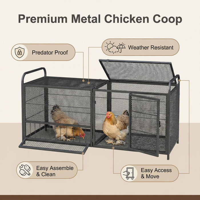 Chicken Cage, Poultry Breeding Coop - Black / Silver