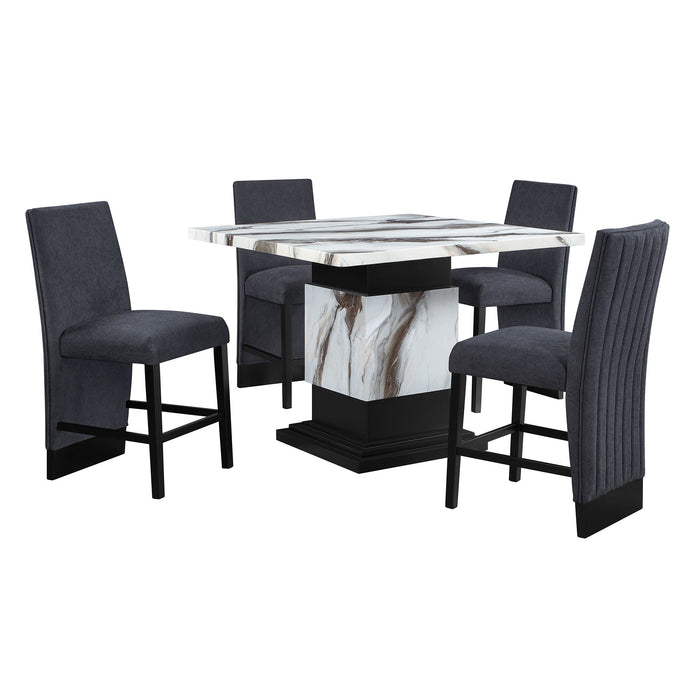 Sammi - Bar Table With And Pedestal Base - Black / White Print