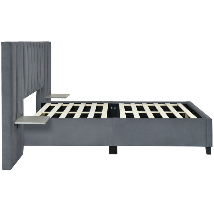 Upholstered Platform Bed With Big Headboard