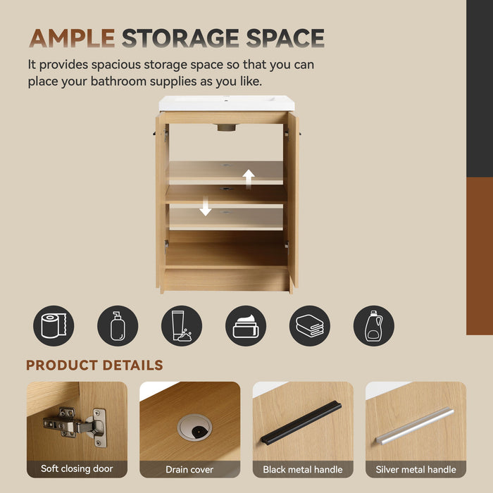 Floating Bathroom Vanity With Sink, Wall Mounted Double Door Storage