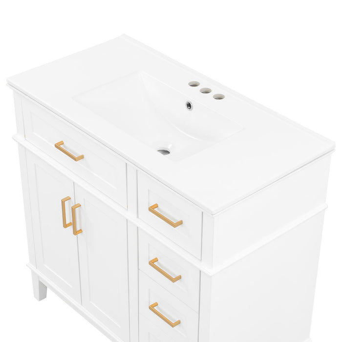Modern Bathroom Vanity With Sink, Soft Close Doors, 4 Storage Drawers