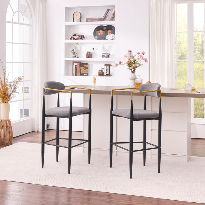 Upholstered Bar Stool With Ergonomic Design (Set of 2)