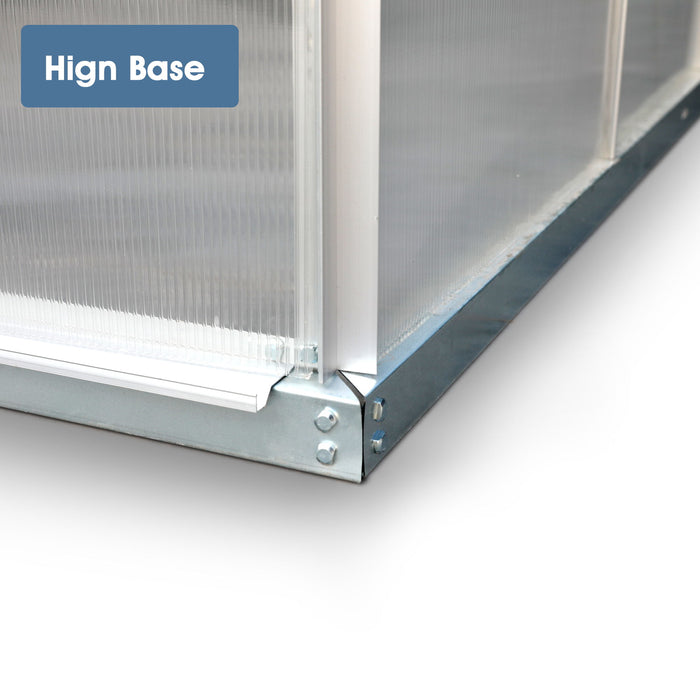 Walk-In Polycarbonate Greenhouse & Roof Vent, Sliding Doors, Aluminum Hobby Hot House For Outdoor