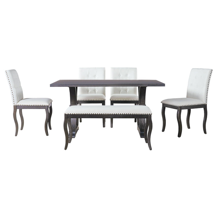Dining Set With Bench, 6 Piece