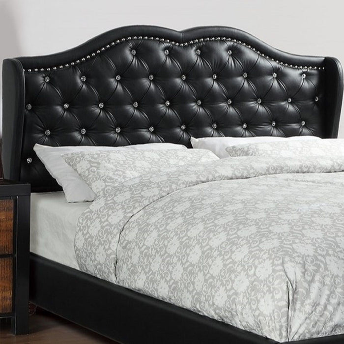 Bed With Curved Wingback Headboard, Button Tufted Upholstered