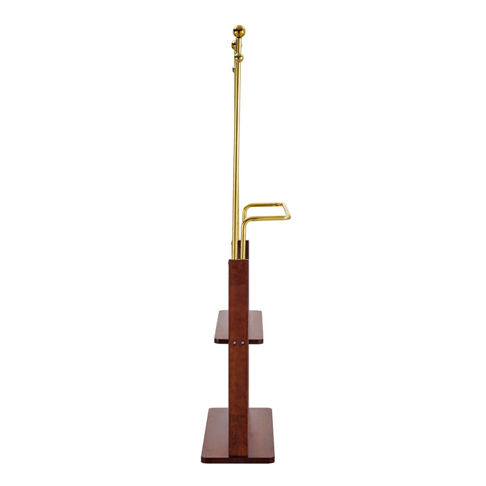Hanger Double Layer Coat Rack With Solid Wood Partition - Gold / Walnut