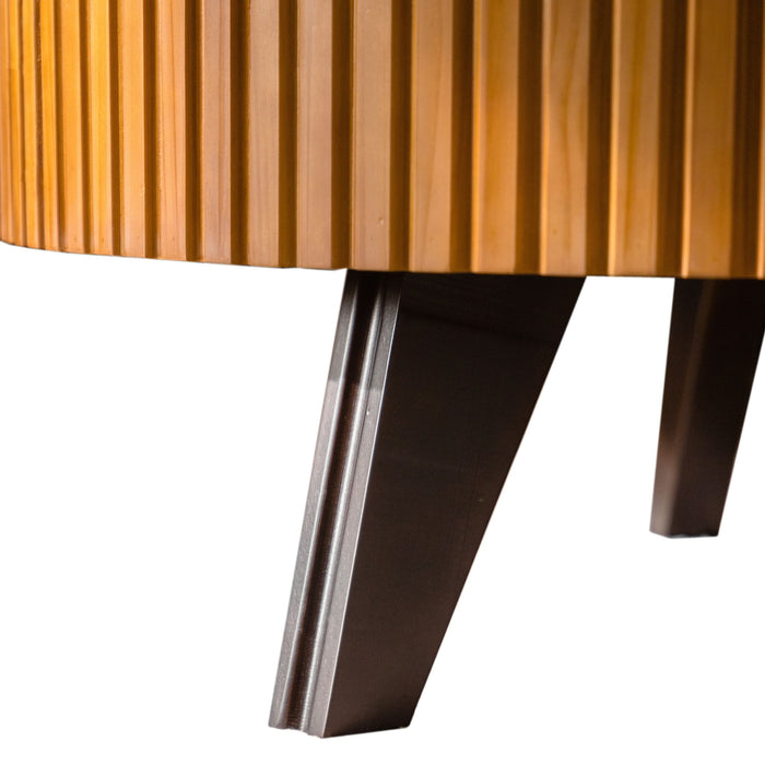 Round Retro Coffee With Solid Wood Legs