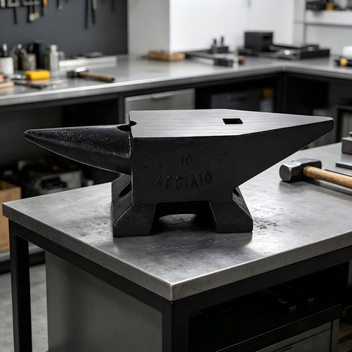 22 Lbs High Hardness Rugged Round Horn Anvil Blacksmith - Black