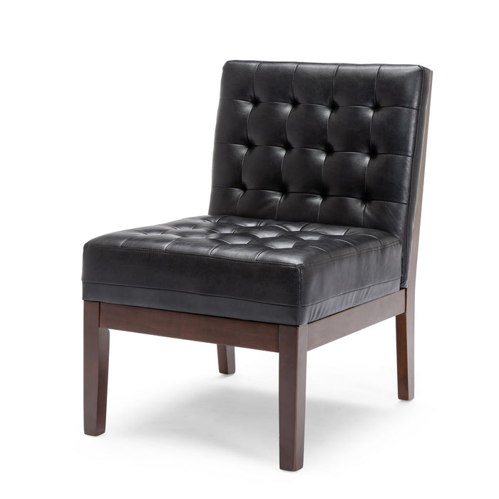 Contemporary Accent Chair With Tufted Waffle Stitch - Black