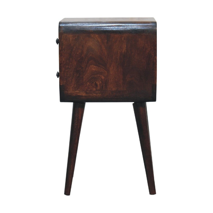 Mini Curved Nightstand - Walnut