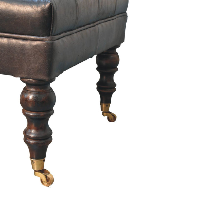Buffalo - Leather Ottoman With Castor Legs