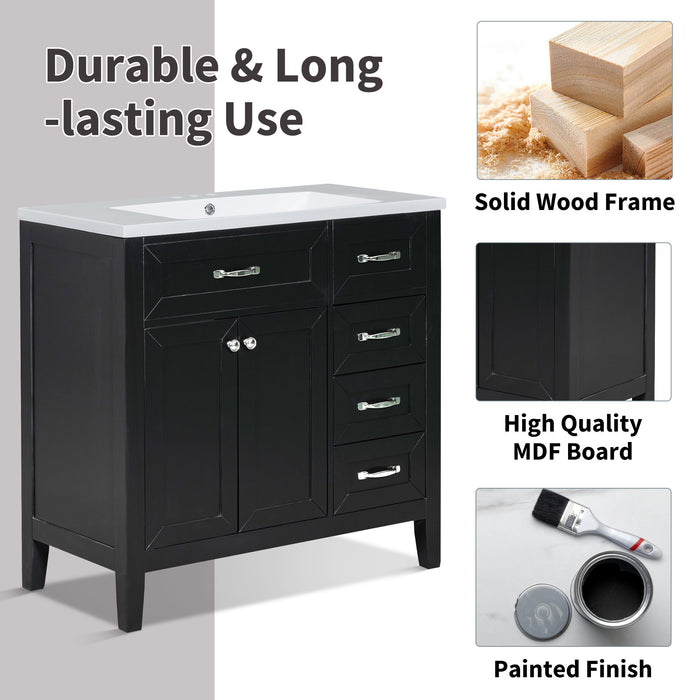 Modern Bathroom Vanity With Sink, Freestanding With Drawers And Doors