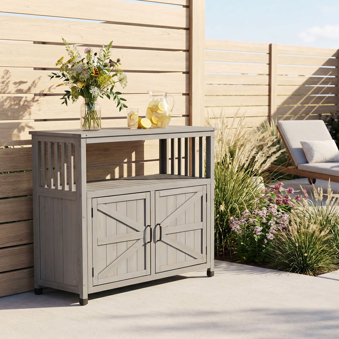 Patio Bar Table Set With Storage