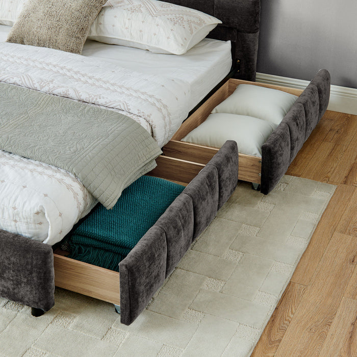 Modern Platform Bed Frame With Thick Fabric