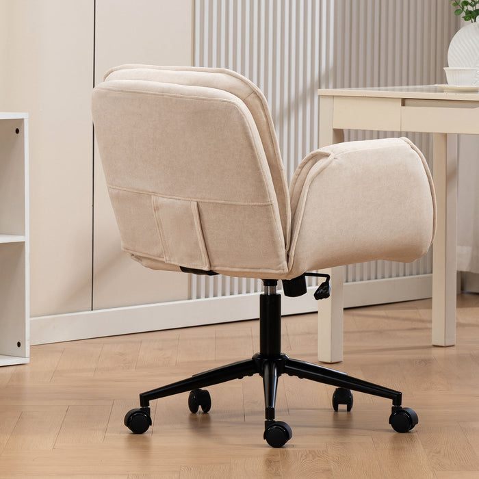 Criss Cross Swivel Desk Chair With Adjustable Armrests & Wheels For Home Office