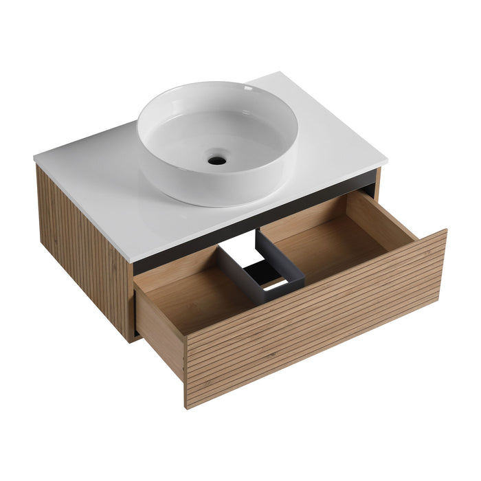 Wall Mounted Bathroom Vanity With Art Sink & 1 Soft Close Drawer