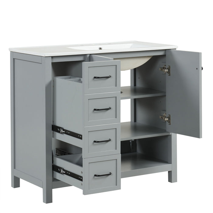 Bathroom Vanity With Sink Top, Bathroom Vanity Cabinet With 2 Doors And 2 Drawers, Open Shelf