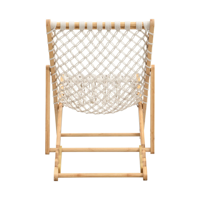 Bamboo Weaving Chair Set With Handwoven Rope For Patio And Living Spaces - Natural