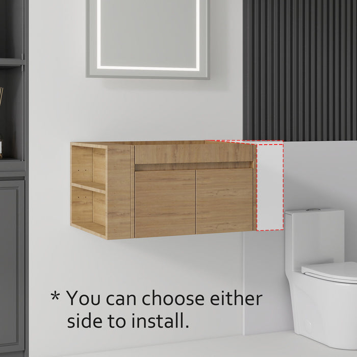 Floating Bathroom Vanity Cabinet, Soft Close Double Drawers, Open Side Storage, Wall Mounted, Cabinet Only