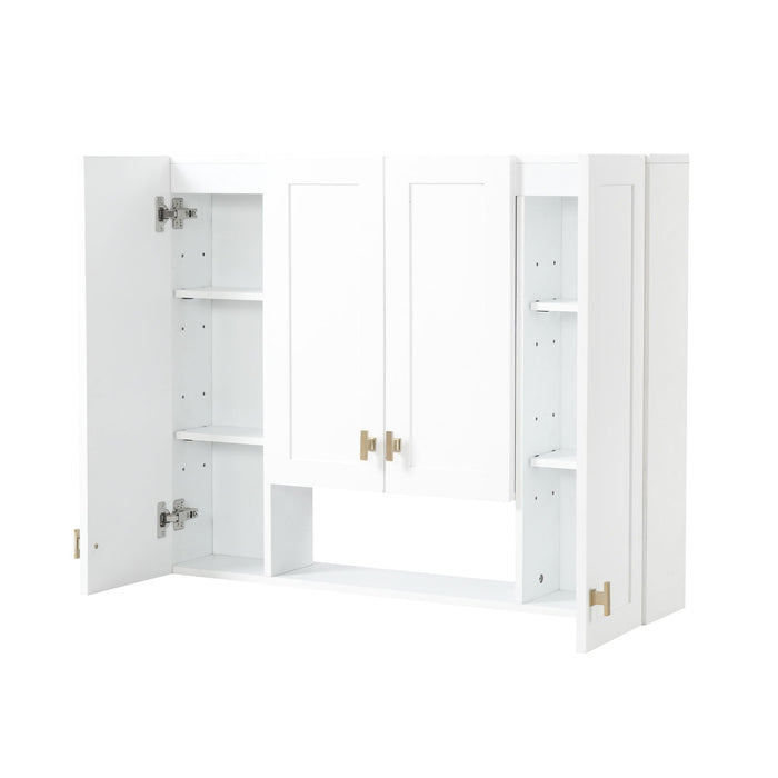 30" Bathroom Cabinet With 5 Adjustable Shelves, Wall Mounted Medicine Cabinet - White