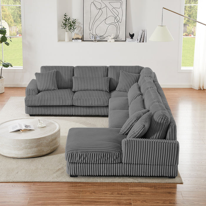 Oversized Sectional Sofa U - Shaped Sofa Couch Modern Sofa Upholstered In Soft Corduroy With A Chaise Lounge For Living Room