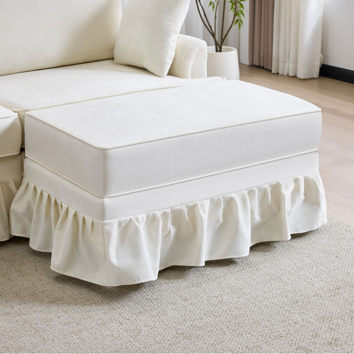 Cloud Sofa With Removable Ruffled Skirt With Ottoman And Flared Arms
