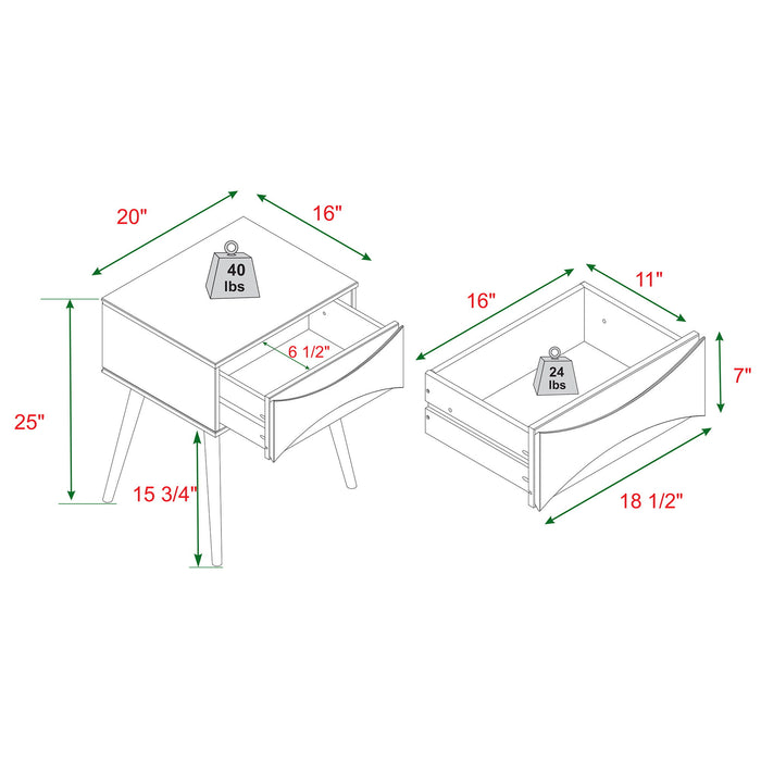 1 Drawer Nightstand - Walnut