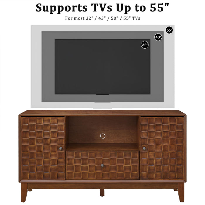 TV Stand With 3D Wood Texture - Brown