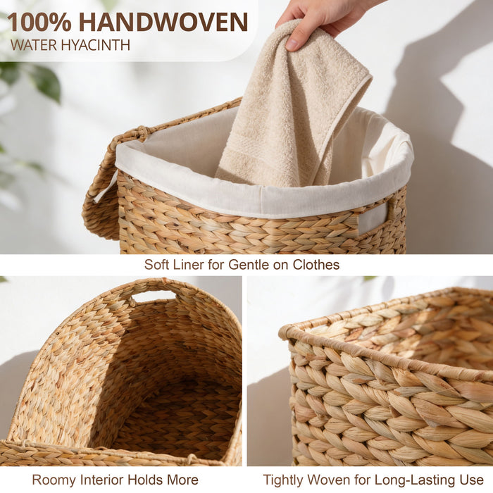 Half Oval Laundry Hamper With Lid - Light Brown