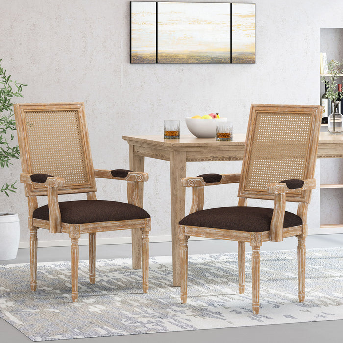 Elegant French Country Style Dining Chair With Cane Backrest