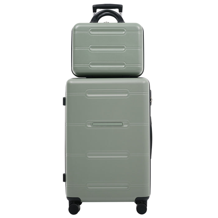 6 Piece Lightweight Hardshell Luggage Set With Double Spinner Wheels, Password Lock