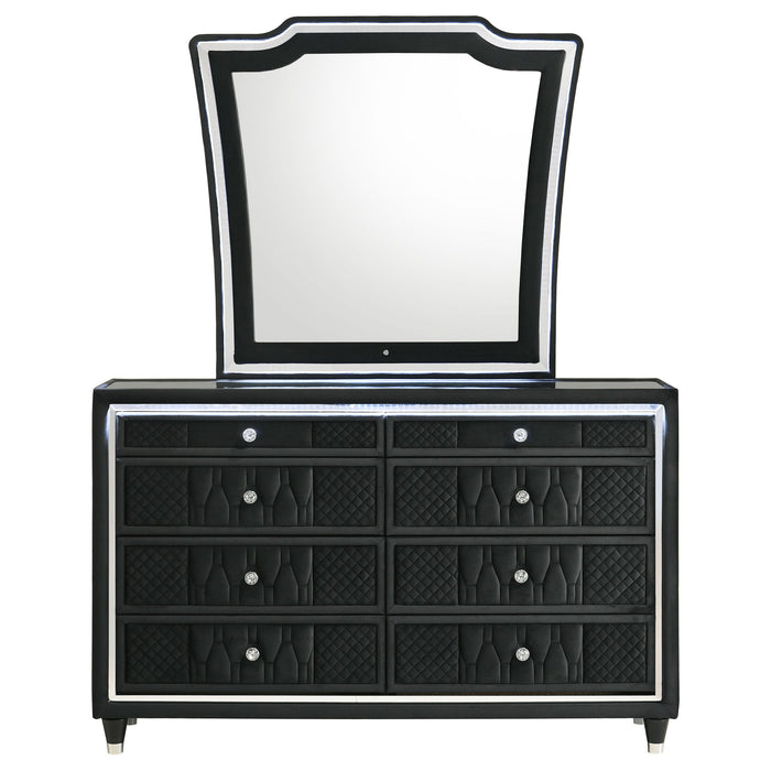 Mika - 8 Drawer LED Dresser With Mirror - Black