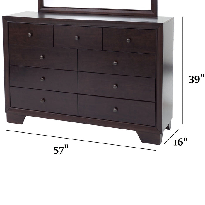 1 Piece Dresser With 9 Drawers - Brown
