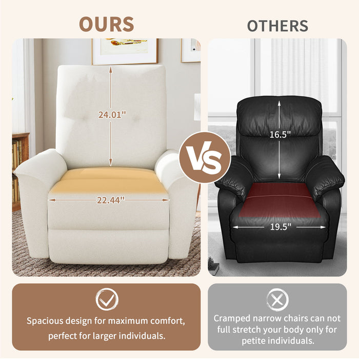 270° Power Swivel Rocker Recliner Chair With Phone Holder, Electric Glider Reclining Sofa With USB Ports For Living Room Bedroom - Beige