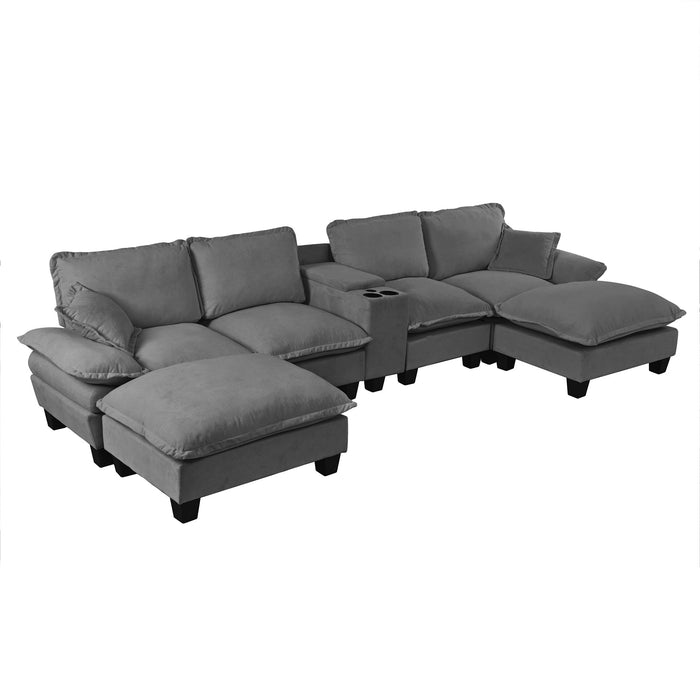 Modular Cloud Couch Sofa With Cup Holders & Storage, USB Port