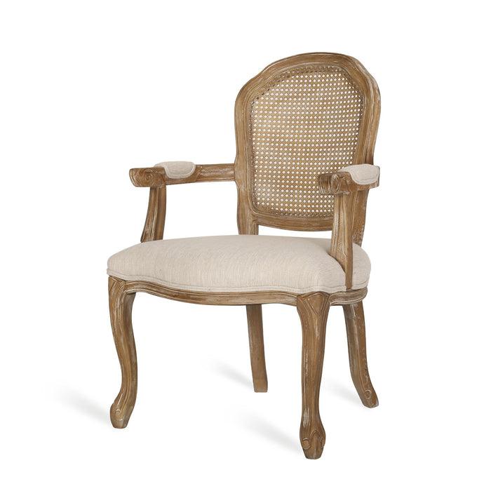 French Country Style Dining Chair Set With Cane Webbing Backrest - Beige
