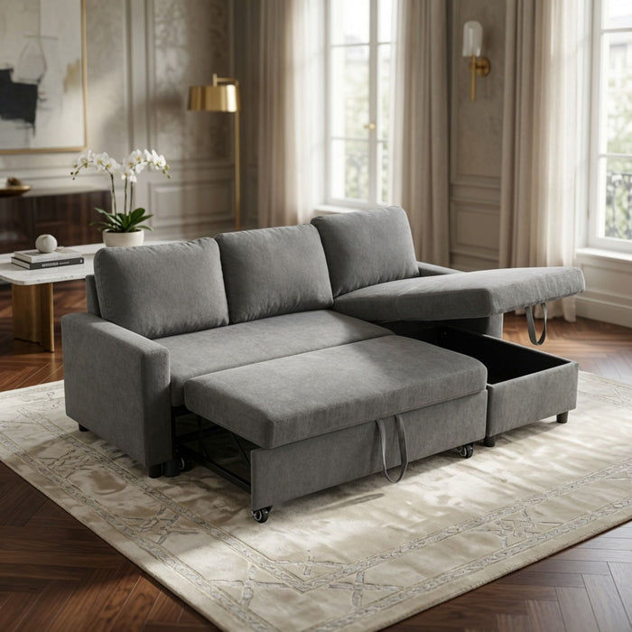 L - Shaped Convertible Sofa Bed With Storage Chaise