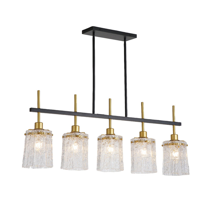 Chandelier 5 Light, Fixture Over Table - Black / Gold