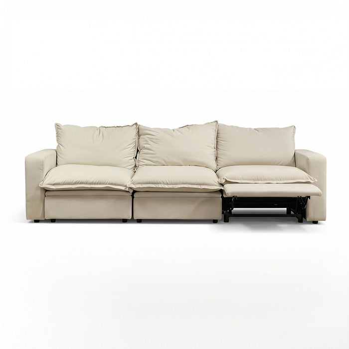 Plush Pillow Top Reclining Sofa, 3 Seat - Cream Beige